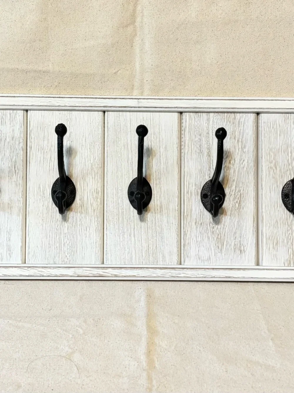 Sonoma White Wall Hook Rack with Black Hooks